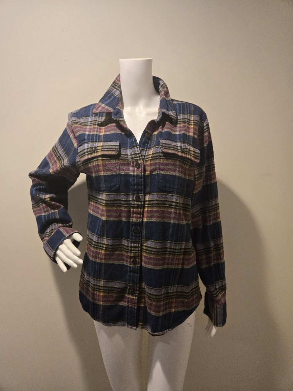 Patagonia Fjord Flannel Shirt Purple Blue Plaid M